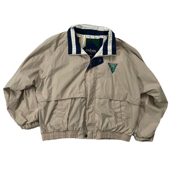 Vintage Luna Pier Horseshoe Club Jacket Men's Size 2XL Beige WaterProof NFL Colt - Picture 1 of 8